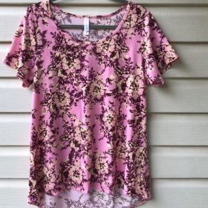 Large Lu La Roe Pink Floral T’shirt style Top